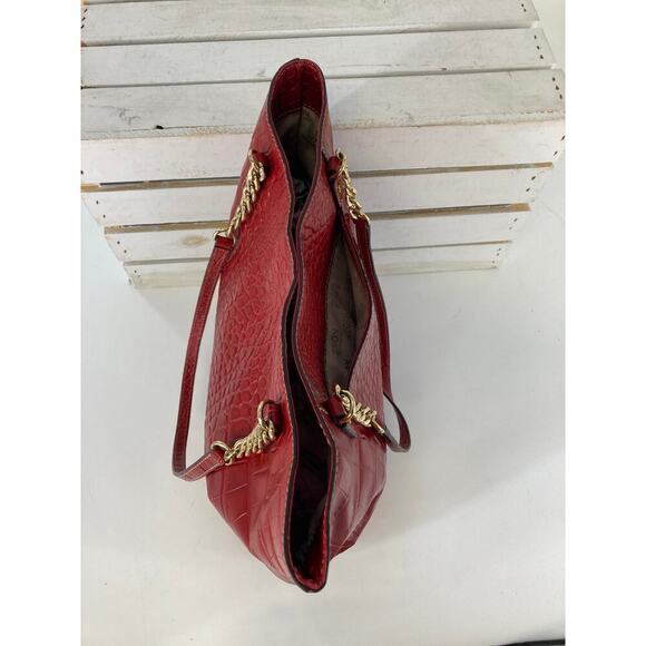 MICHEAL KORS, LARGE RED LEATHER ANIMAL PRINT SHOULDER BAG - Picture 2 of 11